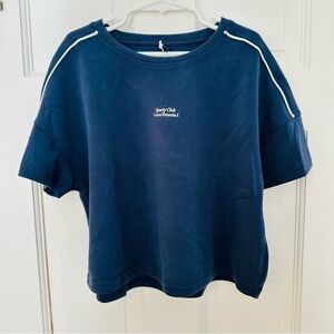 Zara Kids Sporty Club Navy Blue Cropped Short Sleeve Tee